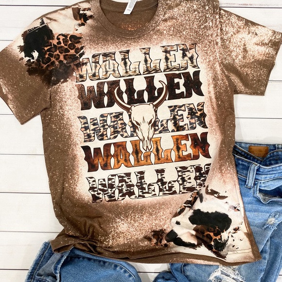Wallen Bleached T-shirt Unisex Tee Concert Outfits - Picture 1 of 2